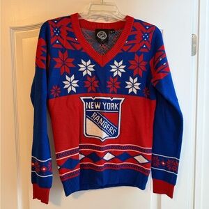 NHL New York Rangers V-Neck Sweater - Blue and Red